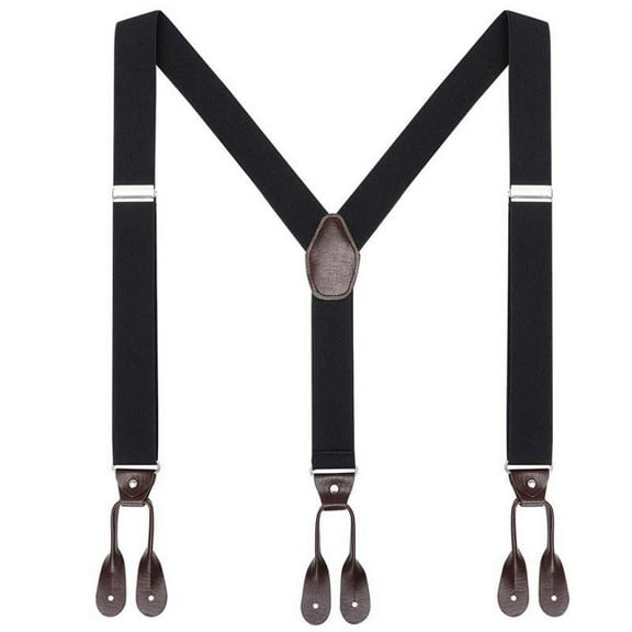 Men's Y-Back Wide Button End Elastic Adjustable Suspenders for Men Dress Big and Tall Tuxedo Suspenders