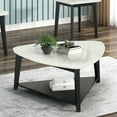 thumbnail image 2 of Furniture of America Dorth Marble Top 1-Shelf Triangle Coffee Table with Casters, White and Black, 2 of 7