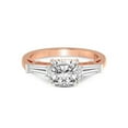 thumbnail image 3 of 1 Carat IGI Certified Cushion Shape Lab Grown Diamond Engagement Ring | 14K Rose Gold |adison Three Stone Side Baguette Diamond Ring | FG-VS1-VS2 Quality Friendly Diamonds, 3 of 4