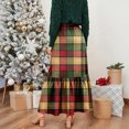 thumbnail image 6 of Women’s Plaid Print Maxi Skirt High Waist Ruffle Hem A Line Long Skirt Casual Loose Fit Soft Fabric Elegant Style Vermilion 2XL, 6 of 6