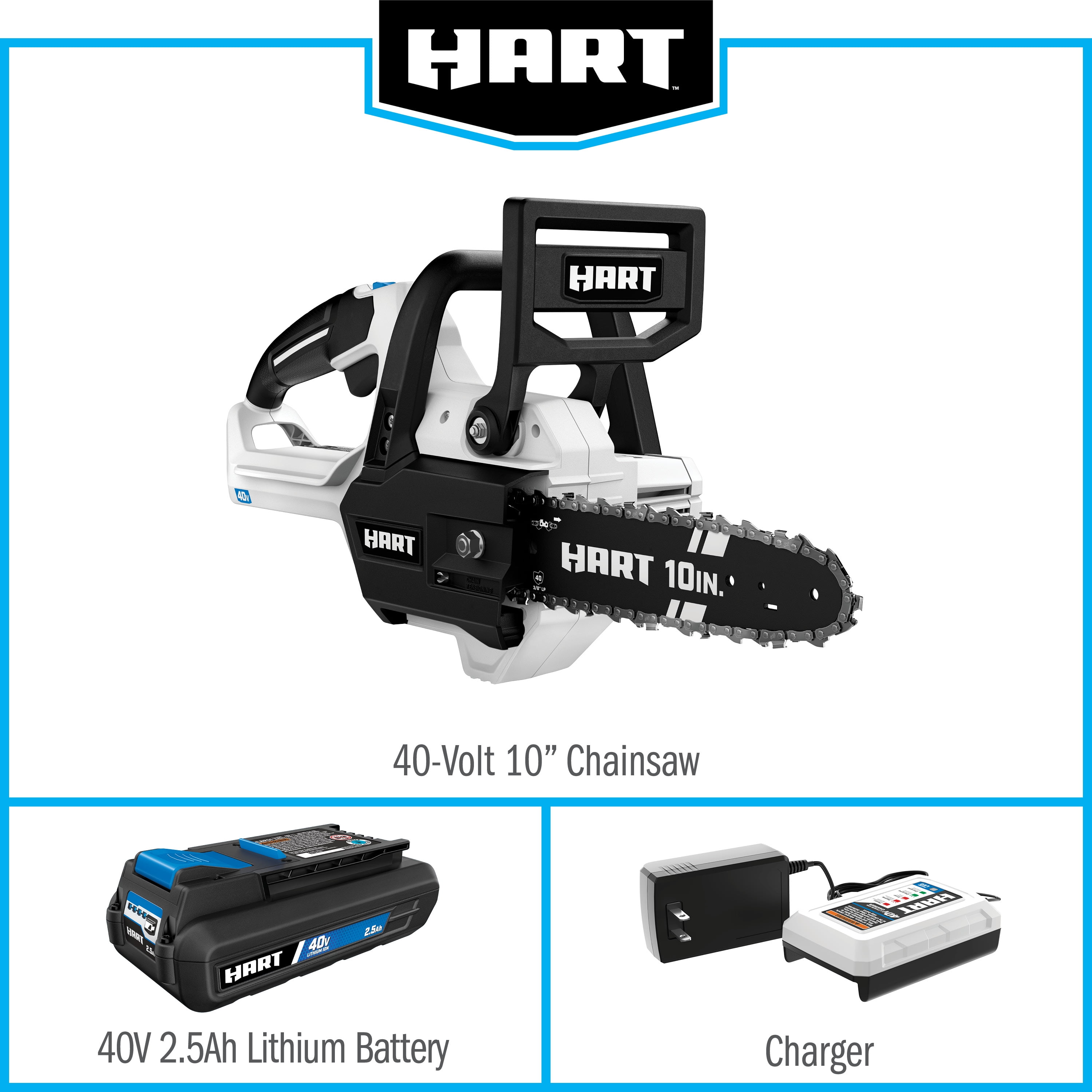 HART 40 Volt 10 Inch Battery Powered Chainsaw Kit 1 2.5 Ah