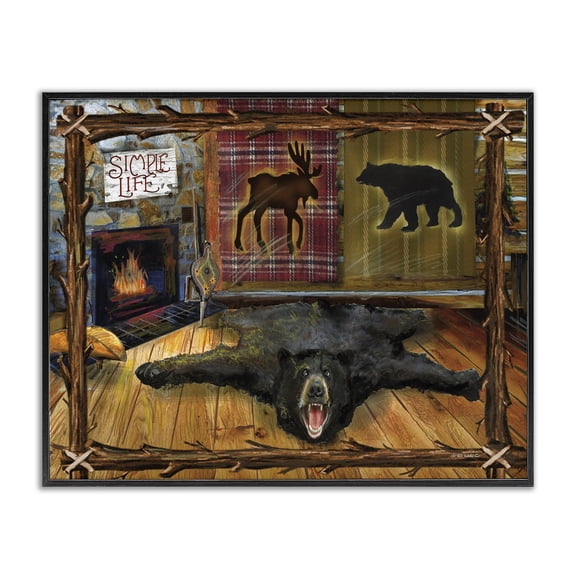 Stupell Industries Farmhouse Rustic Cabin Interior Black Framed Giclee Art, 14 x 11, by Ed Wargo