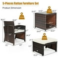 thumbnail image 2 of Gymax 5PCS Rattan Patio Furniture Set Chair & Ottoman Set w/ White Cushions, 2 of 6