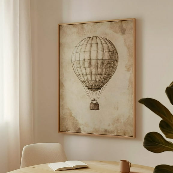 Antique Hot Air Balloon Vintage Aviation Wall Art, Steampunk Travel Decor, Rustic Explorer Print, Old World Adventure Art Wall Art, Modern Wall Decor, 8x12 UNFRAMED