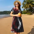 thumbnail image 4 of Balery Cool Black And White Dragon Pattern Womens Dresses Loose Short sleeve Sundresses Swimsuit Coverup 2025 Summer Casual Dress for Women - A-Line Swing Dress, 4 of 6
