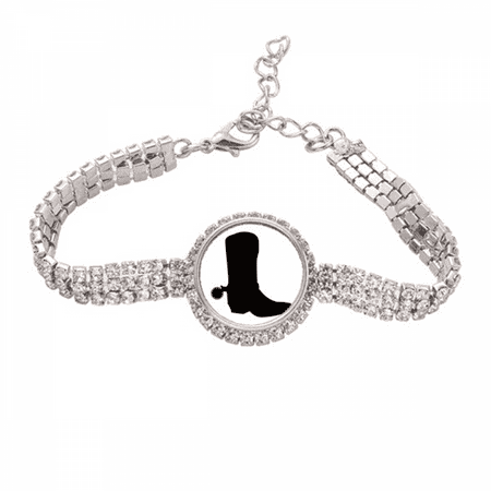 Women s Black High Boots Outline Pattern Tennis Chain Anklet Bracelet Diamond Jewelry