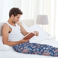 thumbnail image 4 of Uemuo Rose Flowers Pattern Men's Wide Leg Palazzo Lounge Pants with Pockets Light Weight Loose Comfy Casual Pajama Pants-Medium, 4 of 9