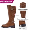 thumbnail image 5 of Love Steetly Women's Extra Wide Calf Knee High Boots, Faux Leather Winter Tall Boots, Diamond Quilted Shaft, Knitted Collar, Double Buckle Block Heel Boots., 5 of 8