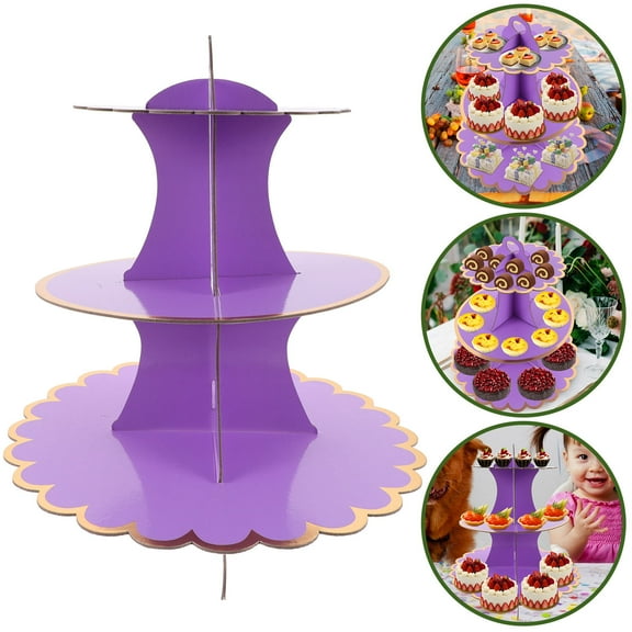 PBPBOX 1 Set Cardboard Cake Holder Violet Food Display Multi Layered Simple Design for Birthdays Weddings Parties