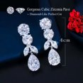 thumbnail image 6 of White Gold Plated Cubic Zirconia Round Amerian Crystal Leaf Dangle Drop Earrings, 6 of 9