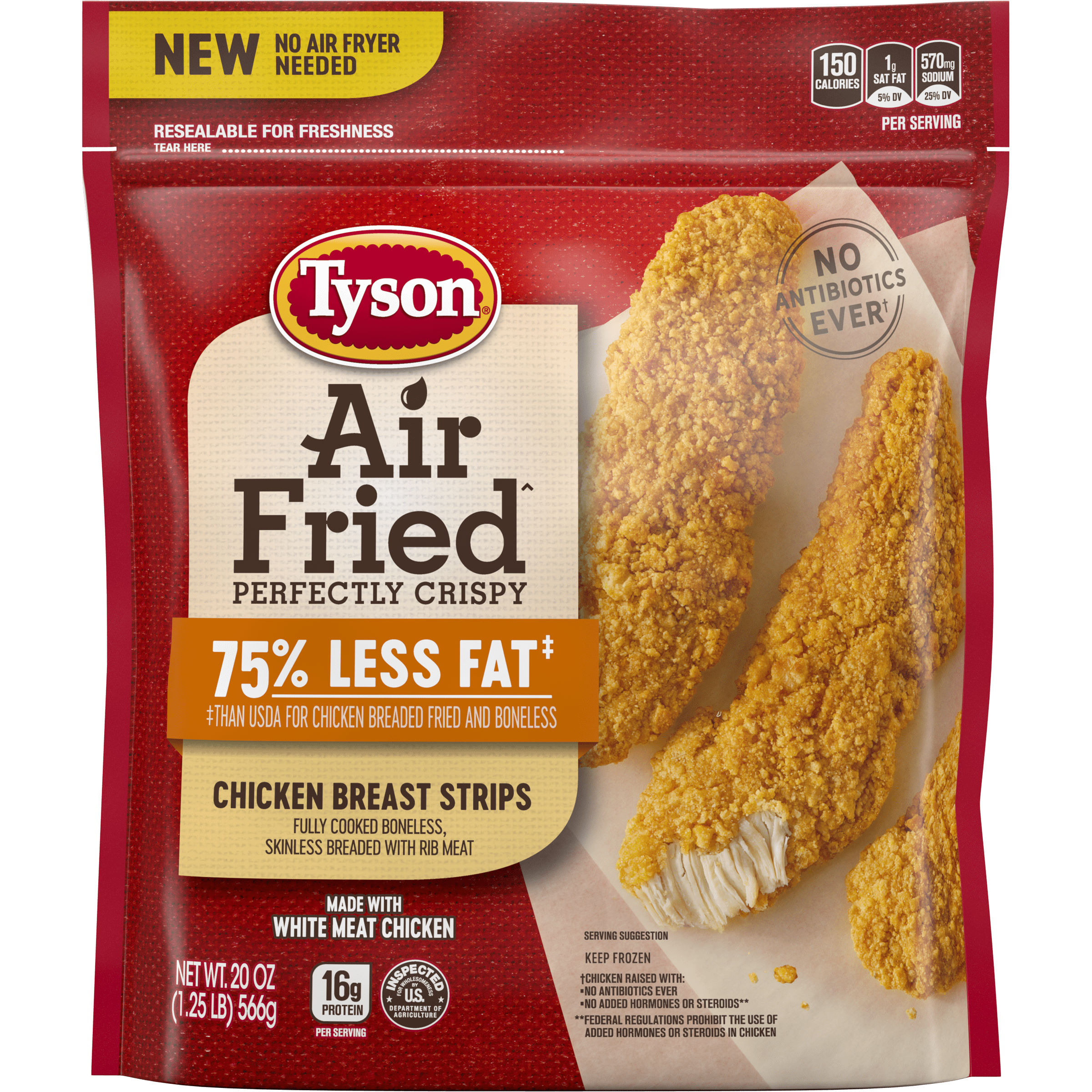Tyson® Air Fried Perfectly Crispy Chicken Breast Strips, 20 oz. (Frozen) - Walmart.com - Walmart.com
