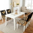 thumbnail image 2 of TSOVTHRID Golden Butterfly Leopard Print Dining Chair Covers Quilted Seat Cushion Covers Anti-Slip Stretch Armless Chair Slipcovers Removable Washable with Detachable Strap, Set of 2, 2 of 7