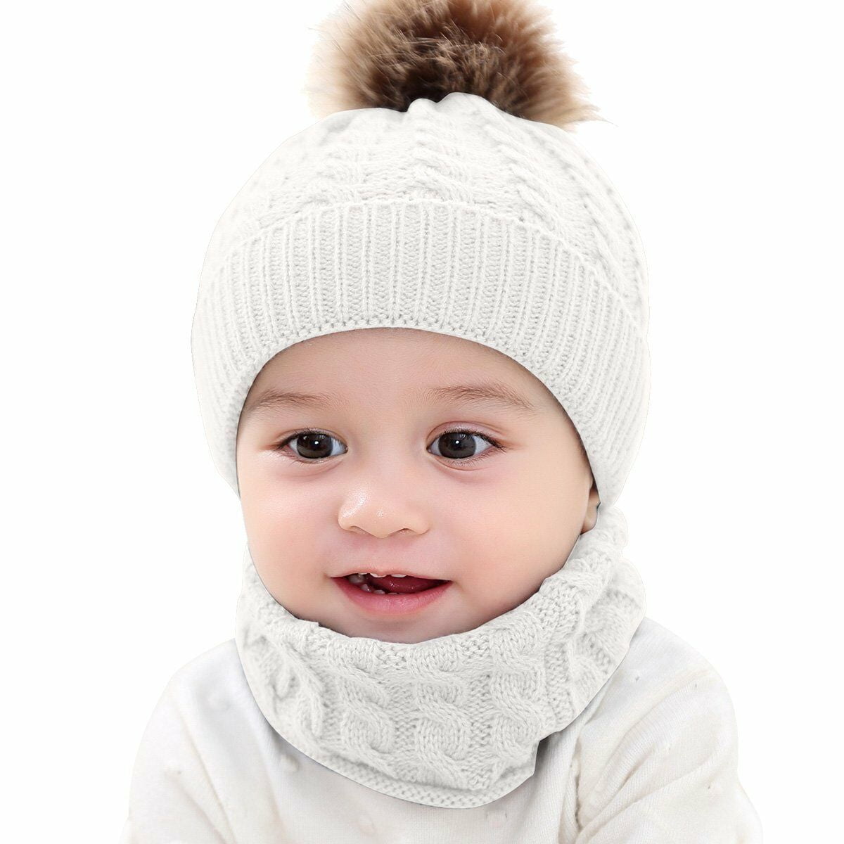Toddler Kids Pompom Beanie Cap Infant Winter Crochet Knit Hat 