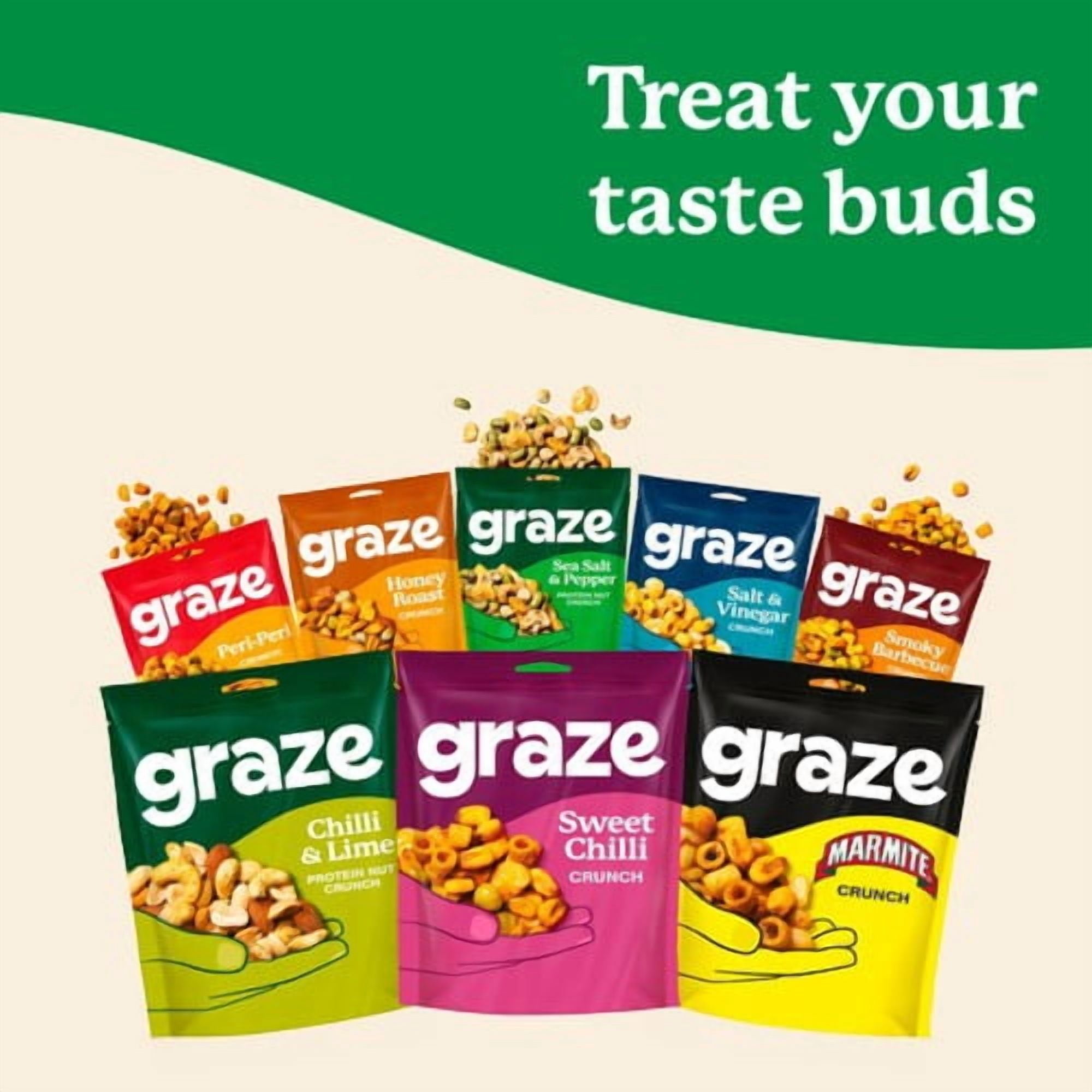 Graze Chilli & Lime Protein Mixed Nuts Sharing Bag Snack 100g, British Import (Pack of 3)