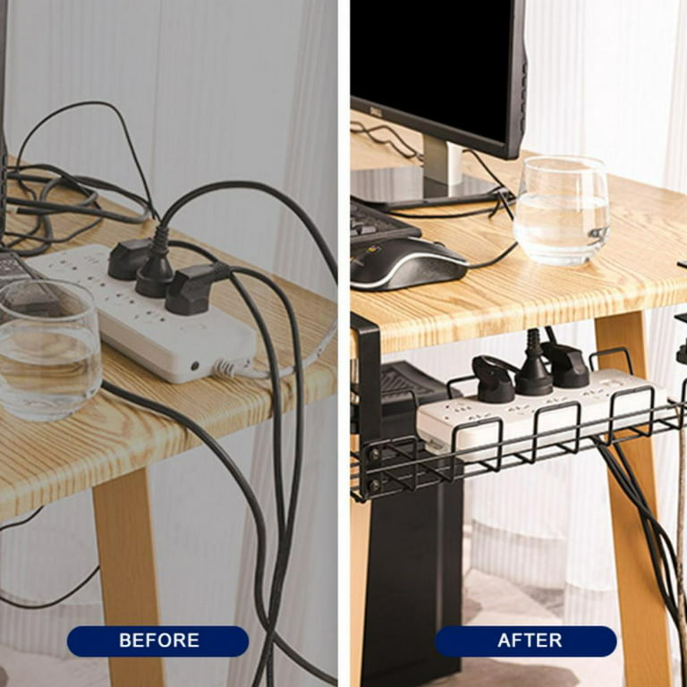 Under Desk Cable Management Tray - Cable Organizer for Wire Management.  Metal Wire Cable Tray for Office and Home (34'', Black) () - PCPartPicker