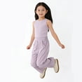 thumbnail image 6 of dazeni Girls Wide Leg Sweatpants Pockets Side Split Quick Dry Athletic High Waisted Baggy Causal Trousers Lightweight Outdoor Camping Purple 11 Years, 6 of 9