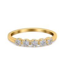 Yellow Tone, Simulated Cubic Zirconia Size-5 Five Flower Ring Wedding Engagement Band 925 Sterling Silver