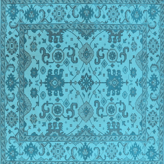 Ahgly Company Indoor Square Oriental Light Blue Traditional Area Rugs, 3' Square