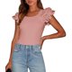 thumbnail image 1 of Remera PRETTYGARDEN Verano 2025 Manga Volante Rosa Polvoriento M, 1 of 8