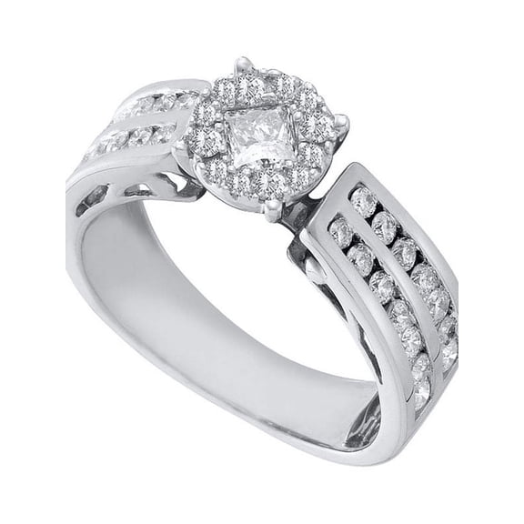 14kt White Gold Womens Princess Round Diamond Soleil Cluster Bridal Wedding Engagement Ring 1.00 Cttw