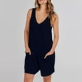 thumbnail image 5 of Lenpel Women's Summer Rompers Sleeveless V Neck Tank Top Casual Short Jumpsuits Loose Overalls with Pockets, 5 of 7