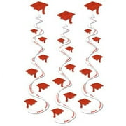 Printed Grad Cap Whirls-Red
