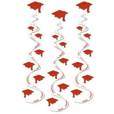 Printed Grad Cap Whirls-Red