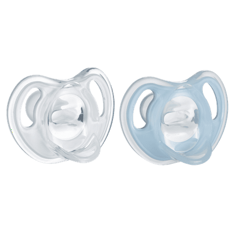 Tommee Tippee Ultra-Light Silicone Pacifier (0-6 Months, 2 Count) Symmetrical One-Piece Design, BPA-Free Silicone Binkies