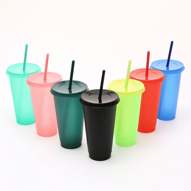 Taza de plástico PP de gran capacidad con lentejuelas brillantes, taza de agua a la moda