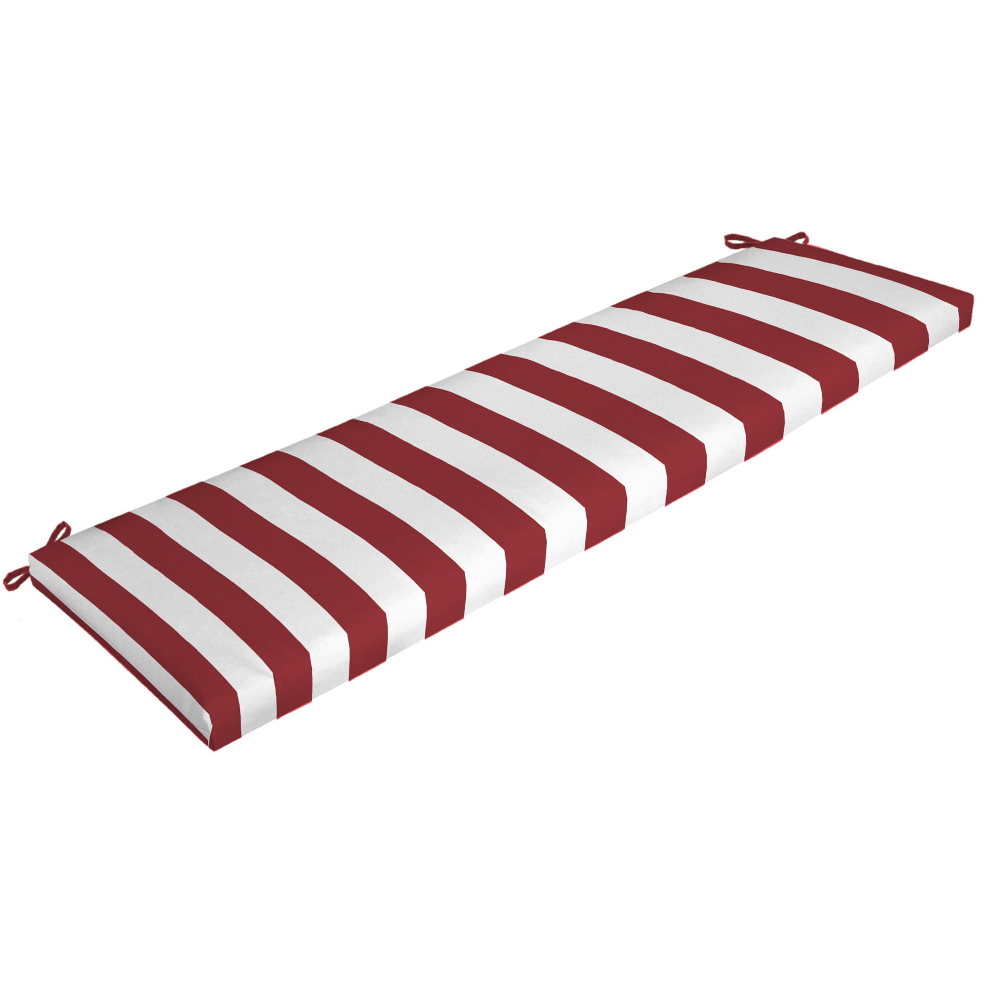 Arden Selections 17" x 46" Red Striped Rectangle Bench Outdoor Seating Cushion