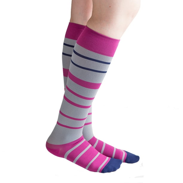 VenaCouture Womens 15-20 mmHg Compression Socks, Bold Barcode Stripe ...