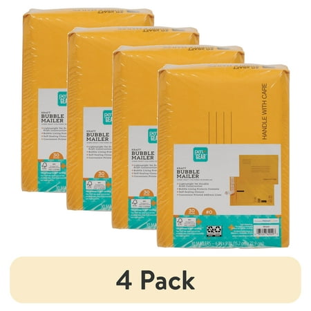 (4 pack) Pen+Gear Self-Sealing #0 Kraft Bubble Mailers, 6" x 9", 30 pack