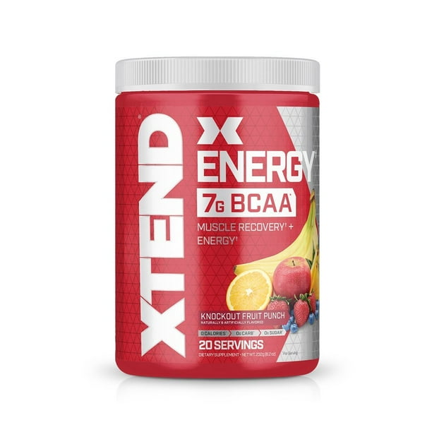 Xtend Energy Bcaa Powder 125mg Caffeine Sugar Free Pre Workout Muscle Recovery Drink With Amino Acids 7g Bcaas For Men Women Knockout Fruit Punch 20 Servings Walmart Com