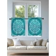 thumbnail image 4 of Turquoise Boho Tier Curtains 24 Inch Length,Sheer Curtains for Bedroom Living Room Window Abstract Art Floral Ethnic Tribal Rod Pocket Drapes Kitchen Curtains Small Half Window 27.5"x24" 2 Panels, 4 of 6
