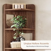 Tribesigns 71-Inch Corner Shelf, 6-Tier Tall Corner Bookshelf, Narrow Corner Bookcase with Square Rack, Brown