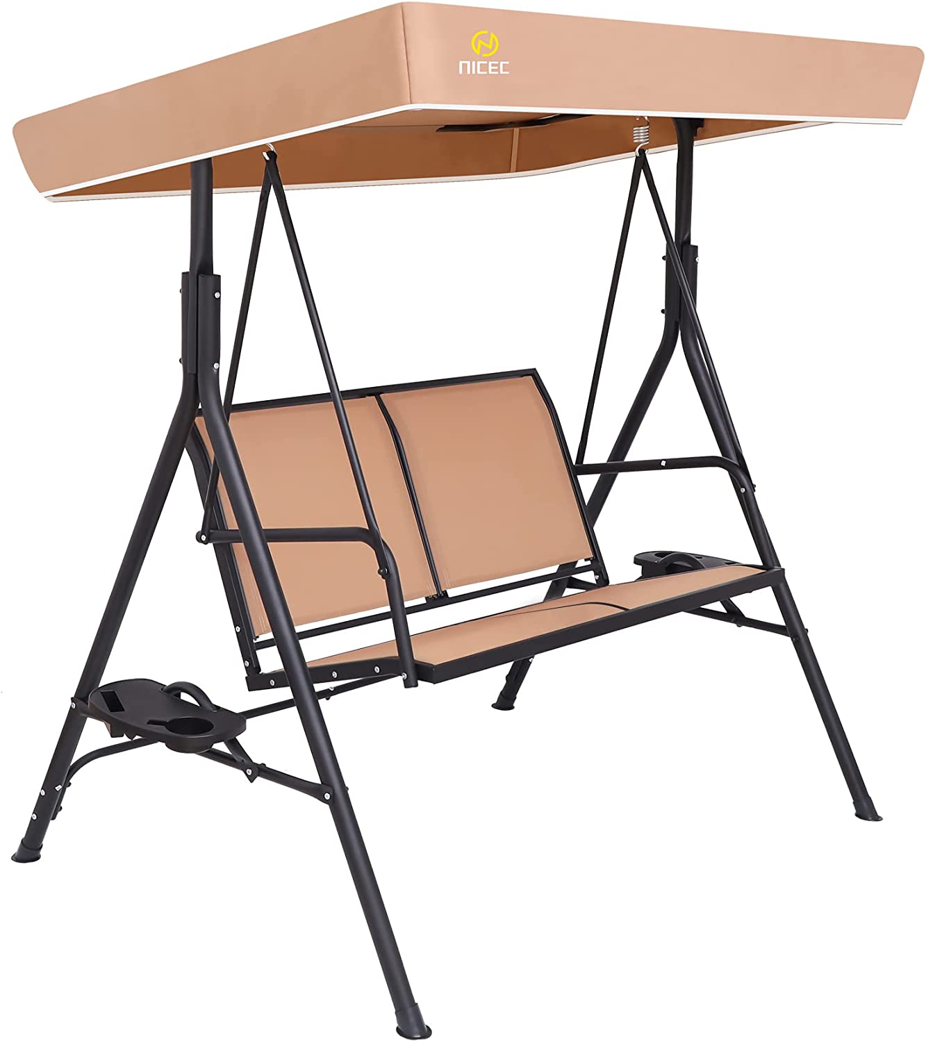 Nice C Patio Swing Chair, Porch Swings, Canopy Glider, with Adjustable Tilt Two Seat, All