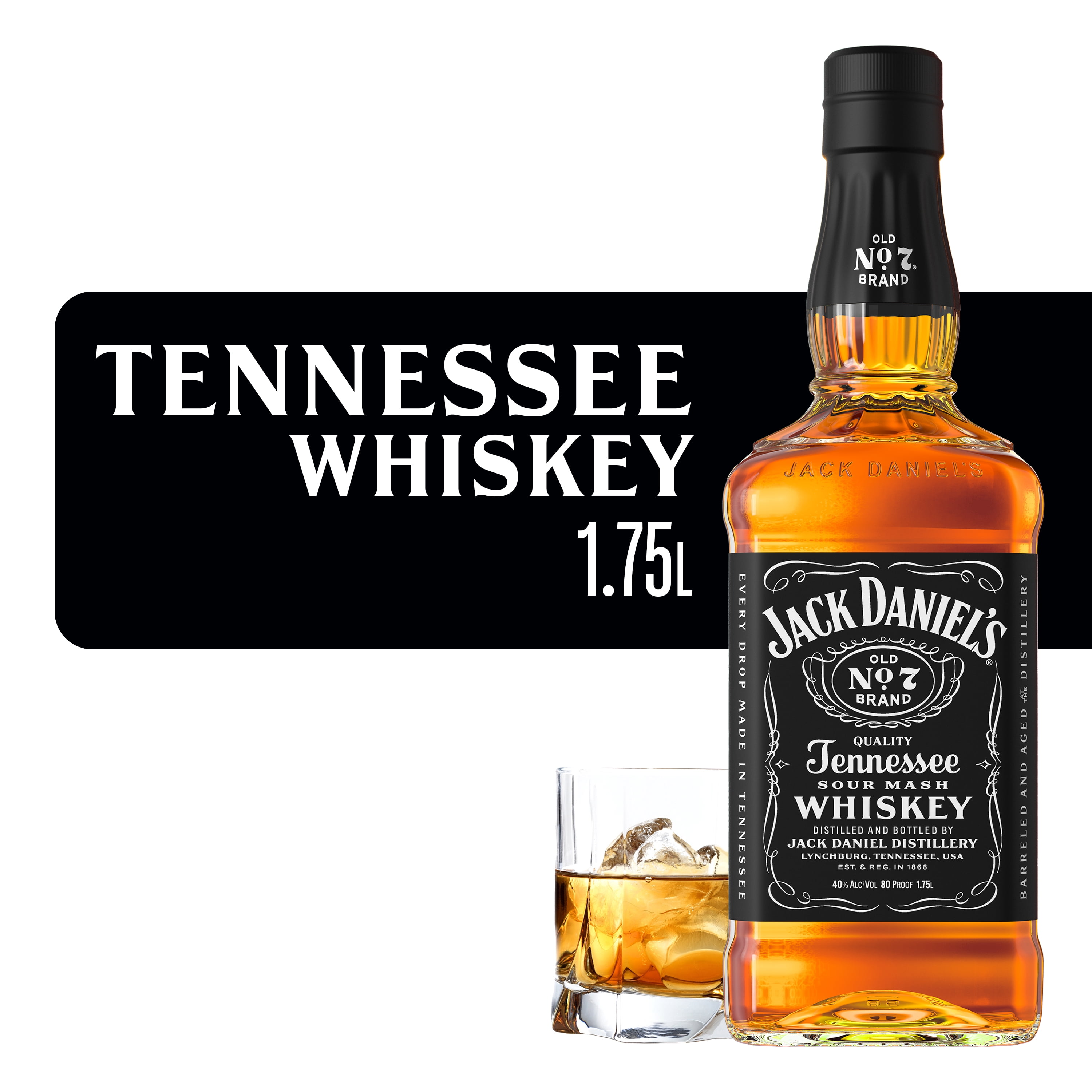 Jack Daniel's Old No. 7 Tennessee Whiskey, 1.75 L Bottle, 40% ABV