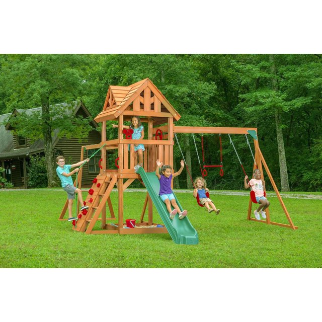 Ensemble de jeu en bois Mountain View Lodge avec toit en bois - Multi