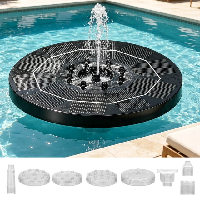 HCBY Solar Floating Pump, 3.5W Multi-Nozzle Water Fountain, Solar Powered Auto Operation, Decorative Circulation Pump for Garden Pond Pool Bird Bath