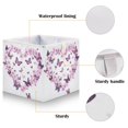 thumbnail image 6 of WOBOGO Purple Butterfly Pink Floral Storage Basket Foldable Easy to Clean Durable with Hollow Support Plate with Handle 11.02×11.02×11.02 in, 6 of 8