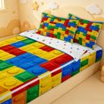 thumbnail image 3 of Erosebridal Building Brick Zipper Full Size Comforter Sets with Fitted Sheet and 2 Pillowcases for Boys Girls, Block Abstract Zipper Bedding Set, Red Blue Yellow, Polkadot Reversible, 4 Pieces, 3 of 7