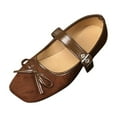 thumbnail image 3 of Miluxas Women's Leather Mary Jane Flats Shoes Dressy Comfortable Square Toe Slip On Ballet Flat Causal Breathable Flat Walking Shoes Brown 7(39), 3 of 7