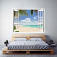 thumbnail image 2 of IDEA4WALL Wall Murals Fake White Window with Green Sea and Palm Leaves Removable Wallpaper Peel and Stick Wall Stickers - 36x48 inches, 2 of 4