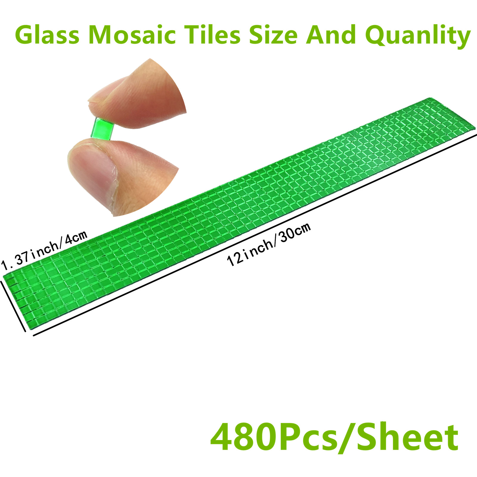 7200pcs Mirrors Mosaic Tiles Disco Ball Mirror Tiles Self-Adhesive Real Square Glass Mirror Tiles for Craft Diy,15 Sheets (Green), Size: 4cm*30cm*