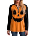 thumbnail image 6 of Godom Women's Halloween Long Sleeve V Neck Shirt Funny Graphic Top Fall Casual Loose Holiday T-Shirt, 6 of 7
