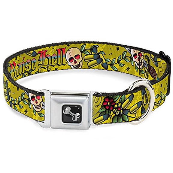 Buckle-Down Born To Raise Hell Gray Dog Collar Bone, Large 15-26"