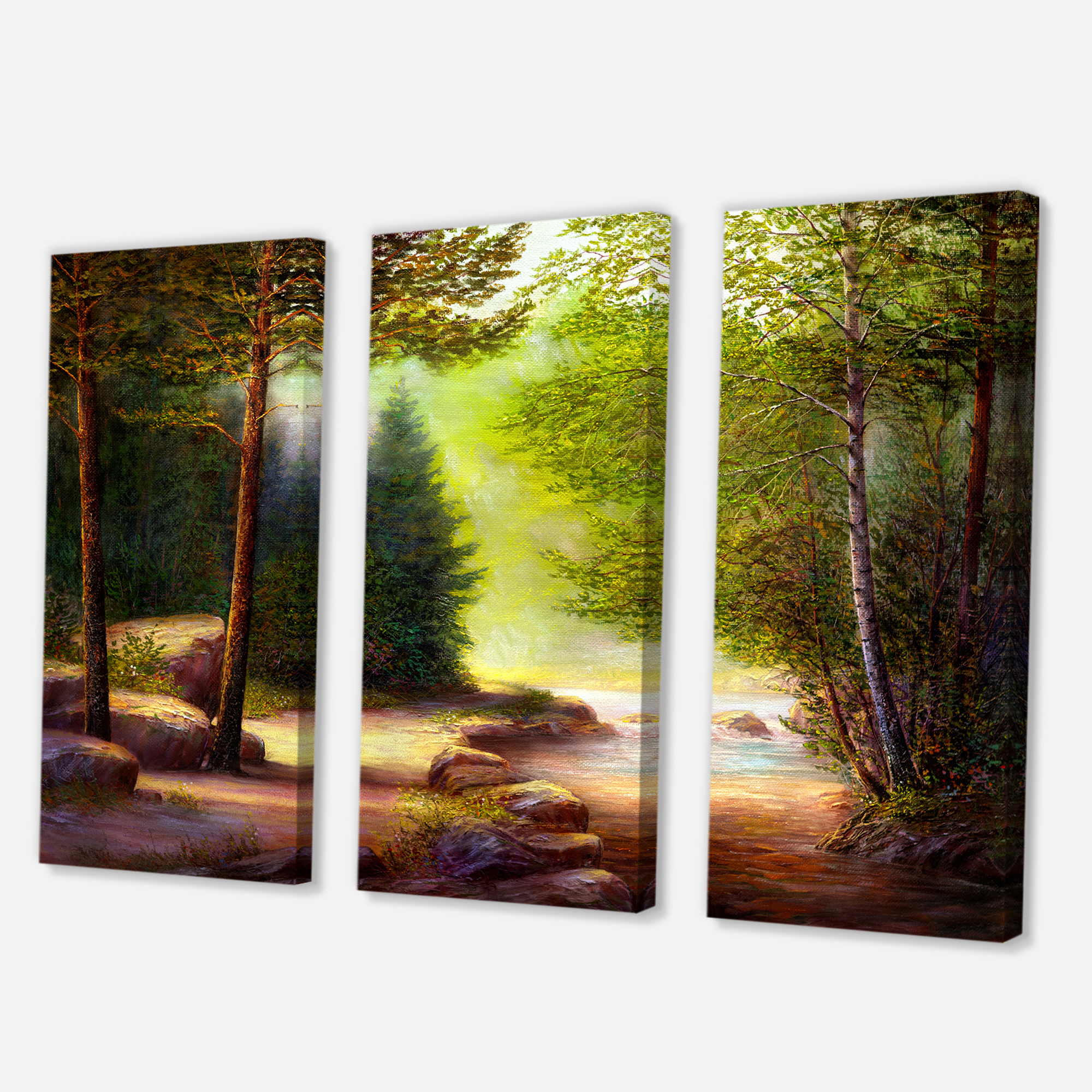 Designart ' Sunrise Glow Through The Spring Trees ' Lake House Canvas Wall Art Print