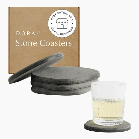 Juego de posavasos Dorai Home Stone, 4 posavasos absorbentes de diatomita