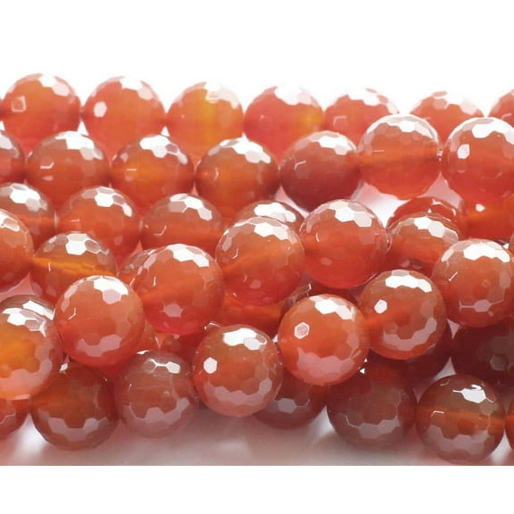 10mm Carnelian Faceted Round Beads Genuine Gemstone Natural Jewelry Making