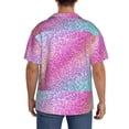 thumbnail image 3 of Balery Fun Rainbow Pink Camisa Casual de Manga Corta con Botones para Hombre, Texturizada, Estilo Cubano, para Playa, Verano-X-Large, 3 of 5